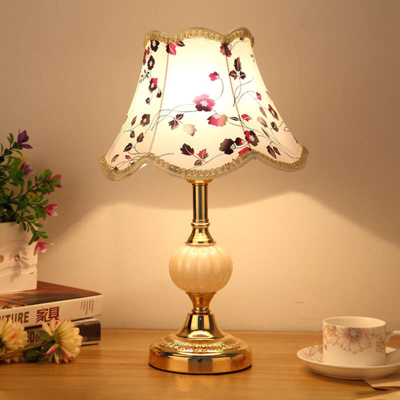 Table Lamp Glass Iron Fabric 16.5 in Modern Bedside Living Room Study LED E26 Light | Thomler