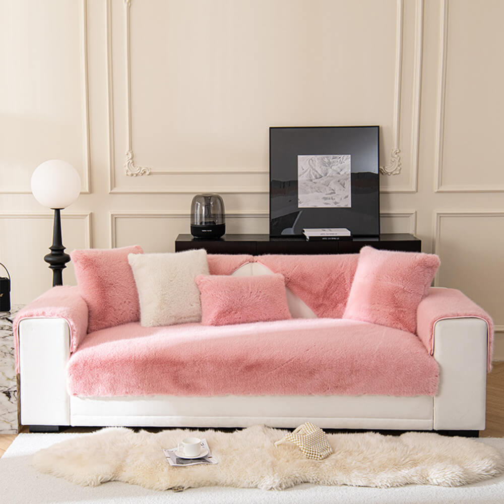 Plush Faux Mink Couch Protector with Grip-Back – Furniture Throw for Living Room Sofa Loveseat Chair Sectional | Thomler