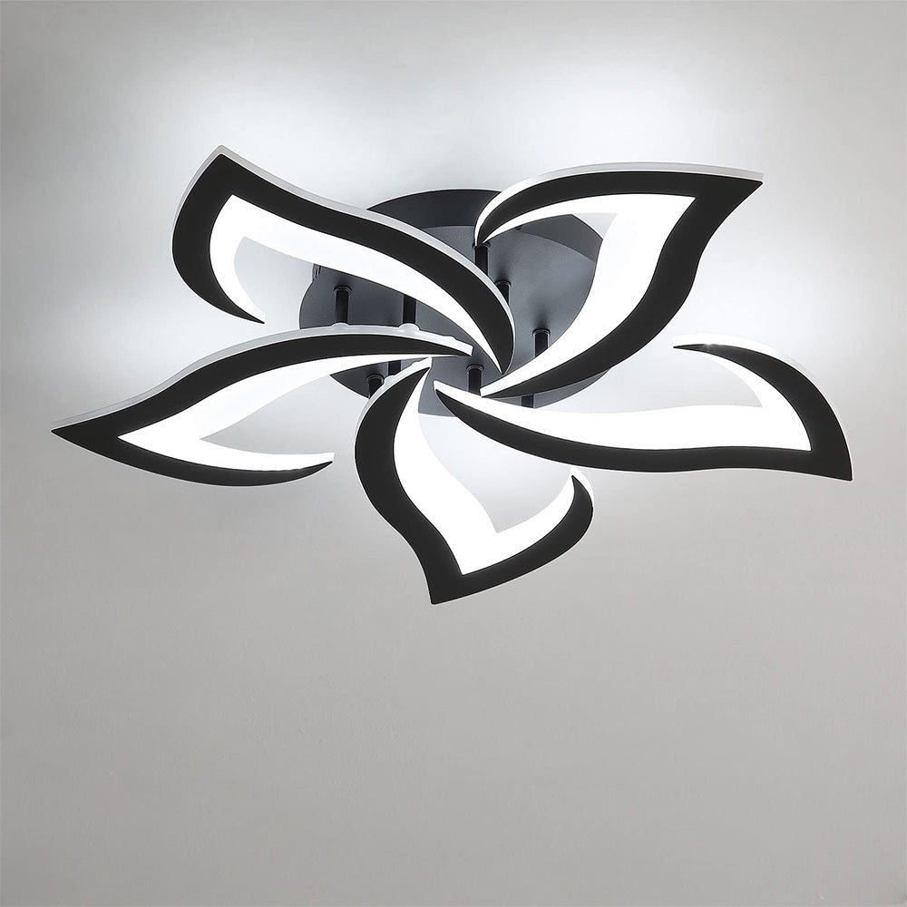 Ceiling Lamp Metal Acrylic 55.0 cm Black LED Living Room Bedroom Flower Design Flush Mount Lighting | Thomler