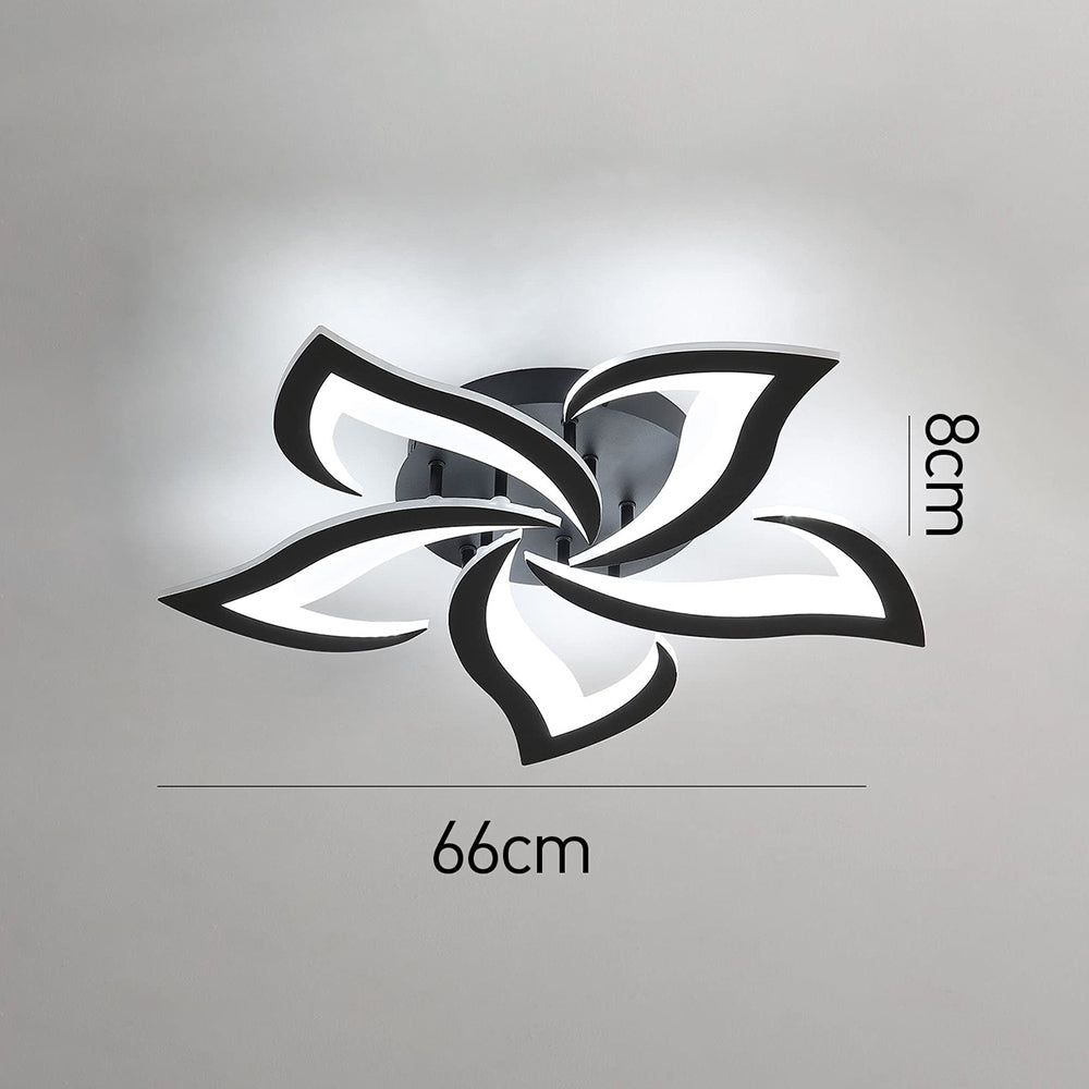 Ceiling Lamp Metal Acrylic 55.0 cm Black LED Living Room Bedroom Floral Flush Mount Lighting | Thomler