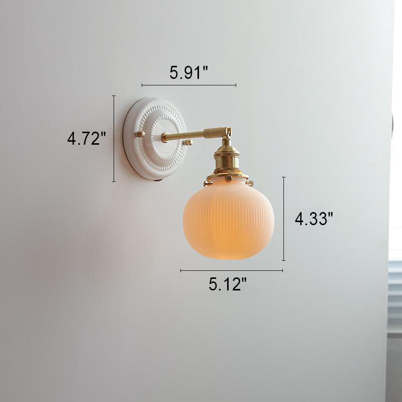 Ceramic & Brass Wall Sconce with Minimalist Contemporary Design for Bedroom, Living Room & Study | E26 Socket | Thomler