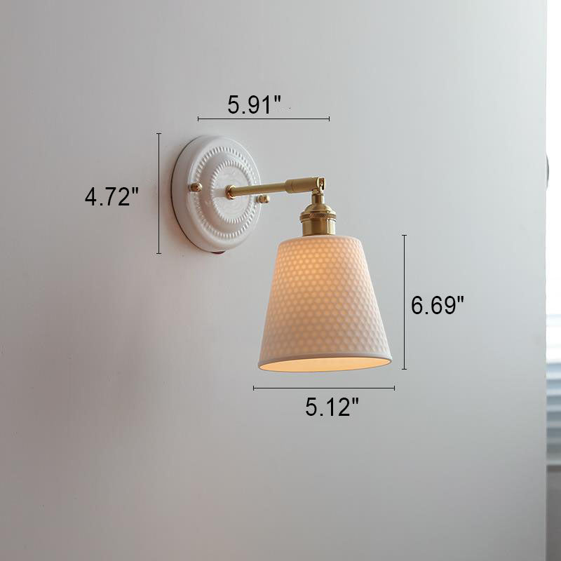 Wall Lamp Ceramic Brass 8.9 in Modern Bedside Living Room Study LED Incandescent Fluorescent Lighting | Thomler