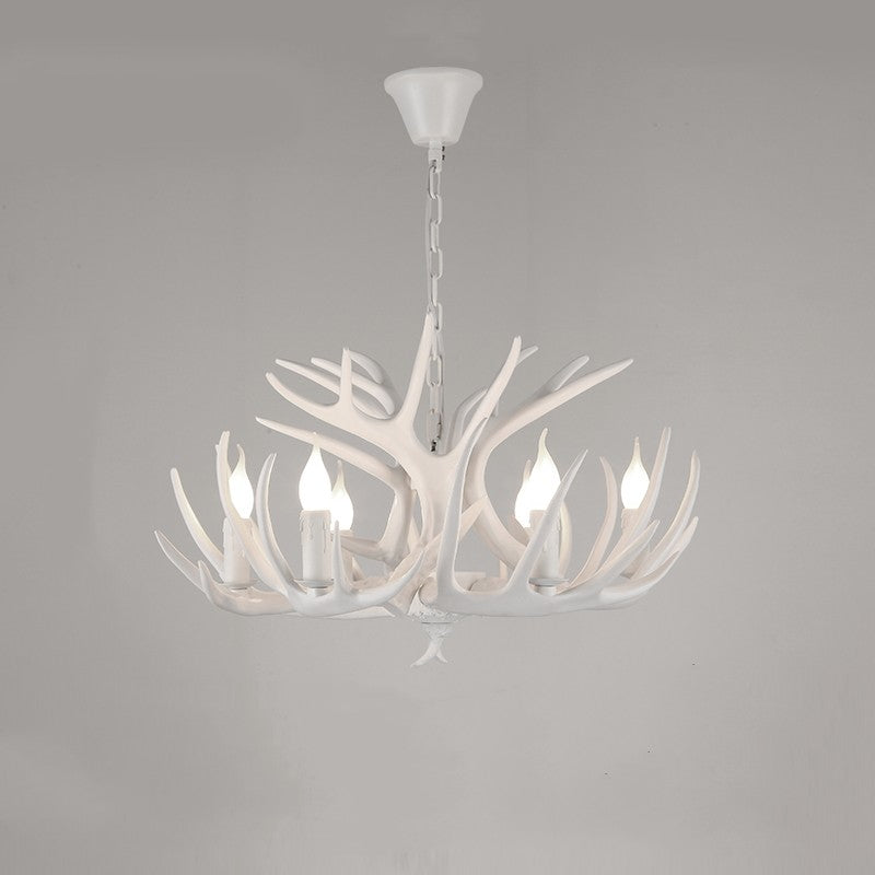 Antler-Inspired Rustic Hanging Light Fixture for Dining Room & Bedroom | Resin & Metal Design | E12 Candelabra Base | Thomler