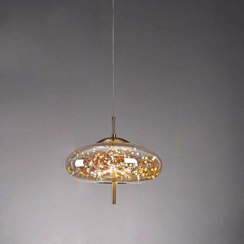 Glass Pendant Light with Adjustable Cord – Modern Minimalist Hanging Ceiling Fixture for Living Room, Bedroom & Dining | LED Ambient | Thomler