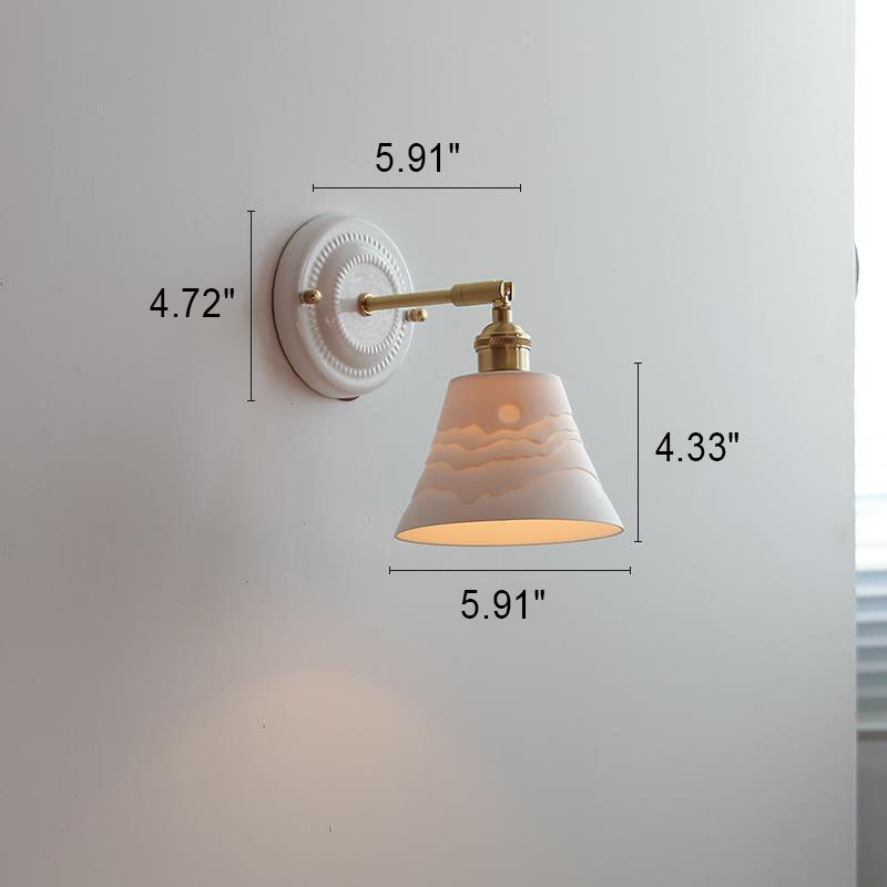 Ceramic & Brass Wall Sconce with Minimalist Contemporary Design for Bedroom, Living Room & Study | E26 Socket | Thomler