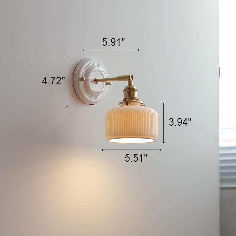 Ceramic & Brass Wall Sconce with Minimalist Contemporary Design for Bedroom, Living Room & Study | E26 Socket | Thomler