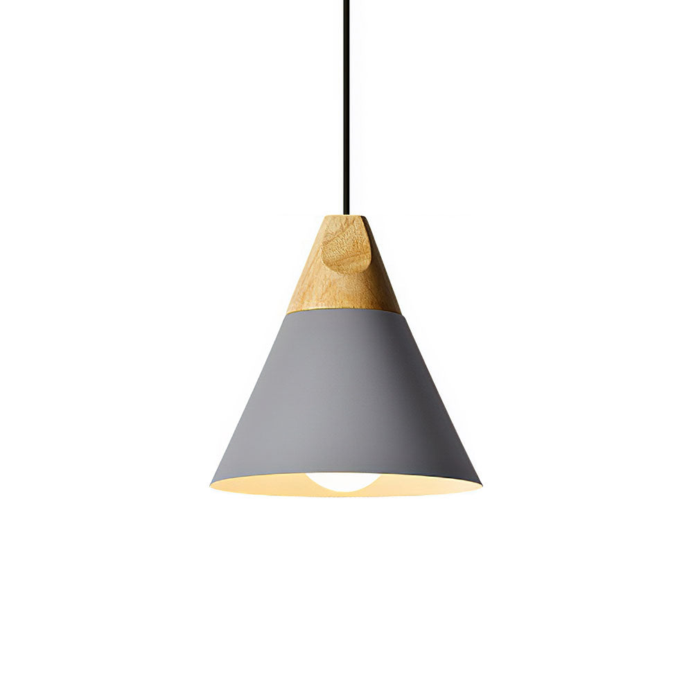 Pendant Light Wood Aluminium E27 Grey Dining Room Kitchen Island Hanging Ceiling Lamp Scandinavian Modern | Thomler