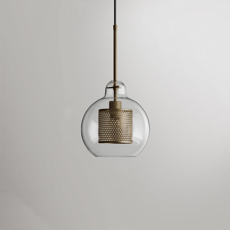 Modern Hanging Ceiling Fixture with Clear Glass Shade & Brass Hardware for Kitchen Island, Dining Room | Thomler