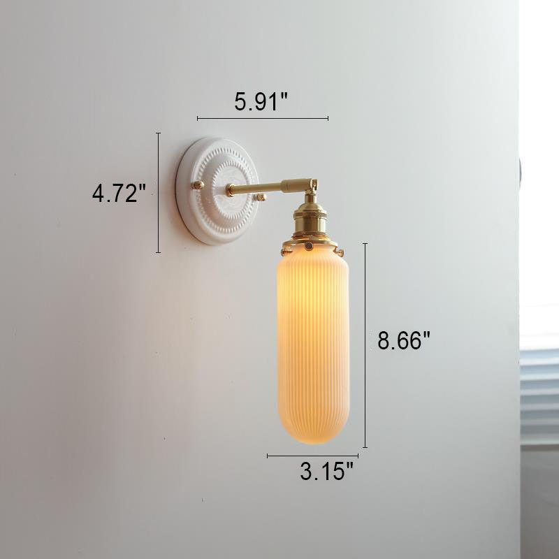 Ceramic & Brass Wall Sconce with Minimalist Contemporary Design for Bedroom, Living Room & Study | E26 Socket | Thomler