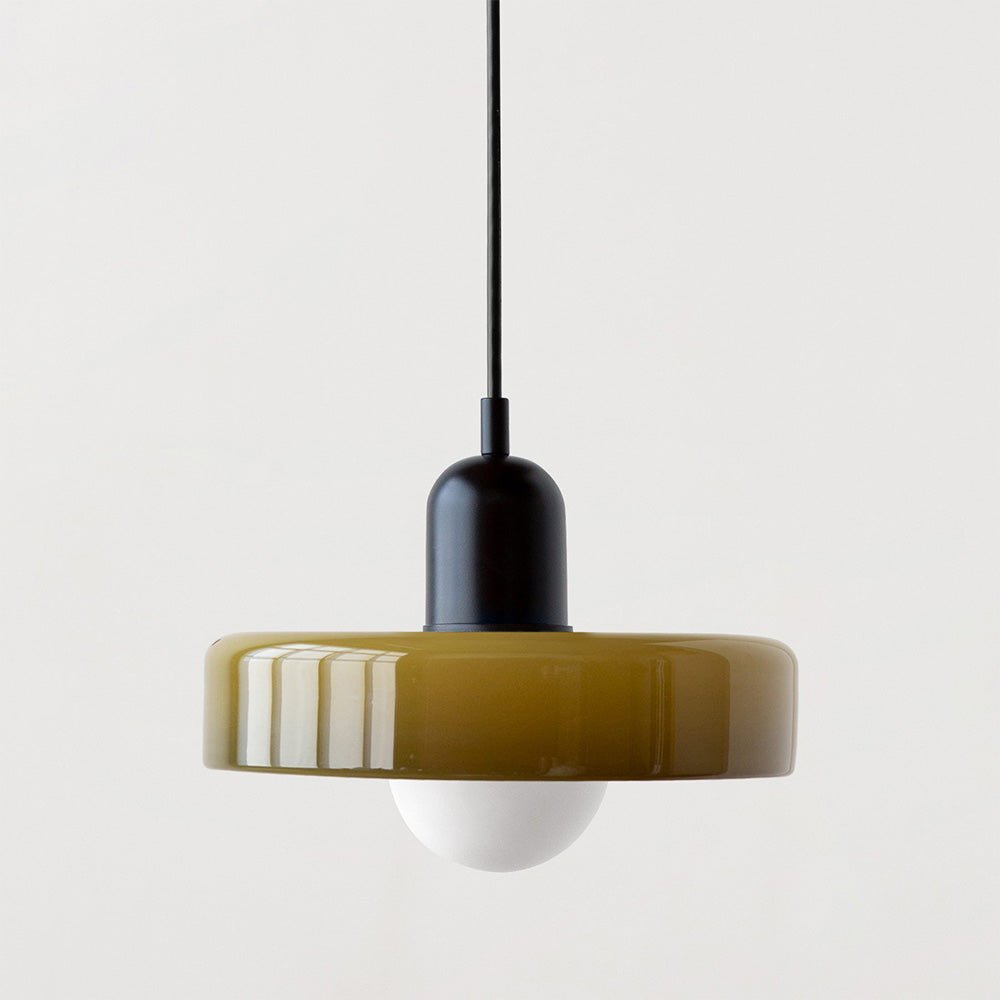 Art Glass Dome Pendant Light Fixture with Adjustable Cord for Kitchen Island Dining Room Bedroom | Modern Round Ceiling Hanging Lamp | Thomler