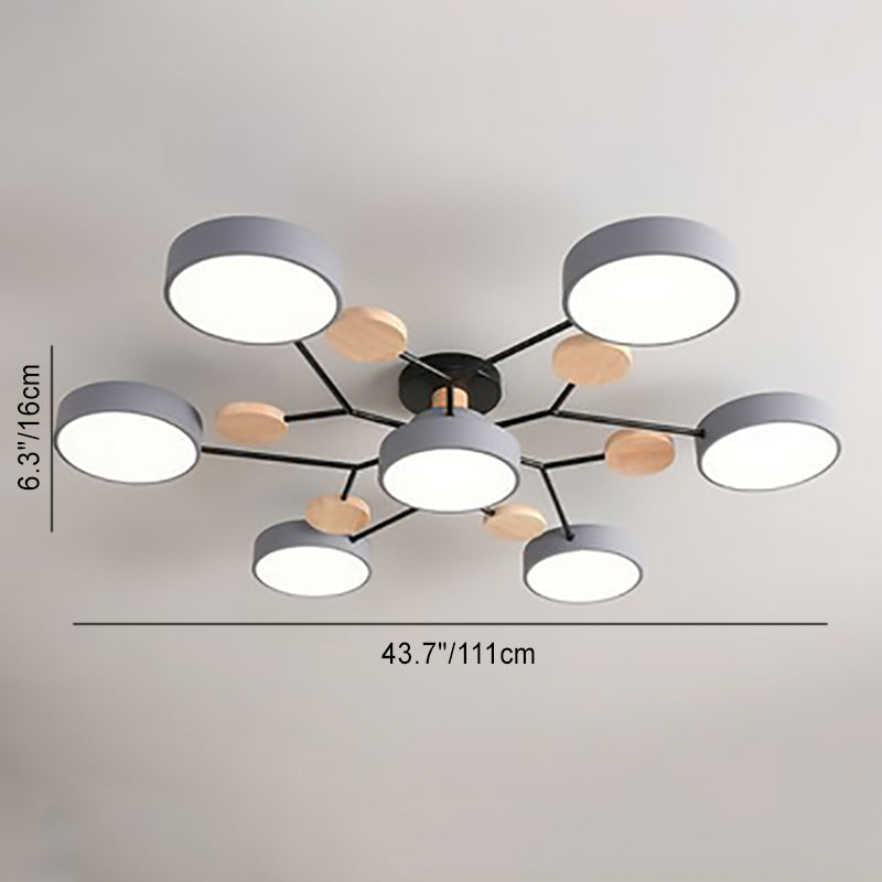 Modern Molecular LED Ceiling Light – Scandinavian Wood & Metal Flush Mount for Living Room, Bedroom & Kitchen | Thomler