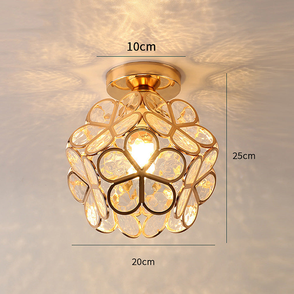 Floral Ceiling Light with Acrylic Petals and Gold Accents for Bedroom, Hallway, Living Room | Thomler