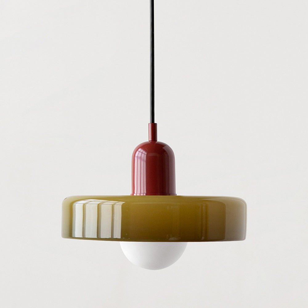 Art Glass Dome Pendant Light Fixture with Adjustable Cord for Kitchen Island Dining Room Bedroom | Modern Round Ceiling Hanging Lamp | Thomler