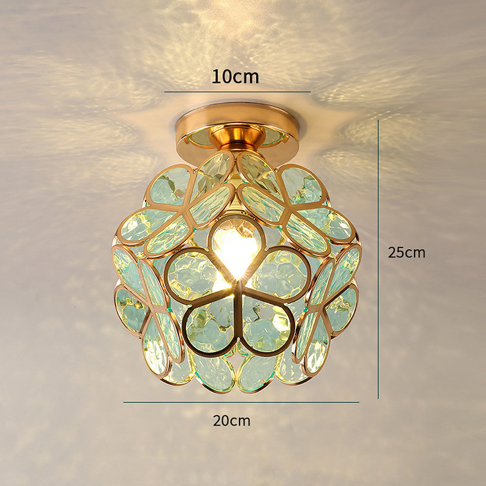 Floral Ceiling Light with Acrylic Petals and Gold Accents for Bedroom, Hallway, Living Room | Thomler