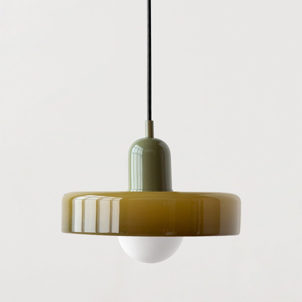 Art Glass Dome Pendant Light Fixture with Adjustable Cord for Kitchen Island Dining Room Bedroom | Modern Round Ceiling Hanging Lamp | Thomler