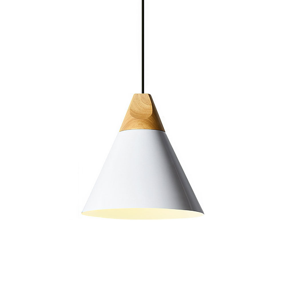 Modern Pendant Light Wood and Aluminum Drum Shade E27 Socket for Kitchen Dining Room Living Room | Thomler