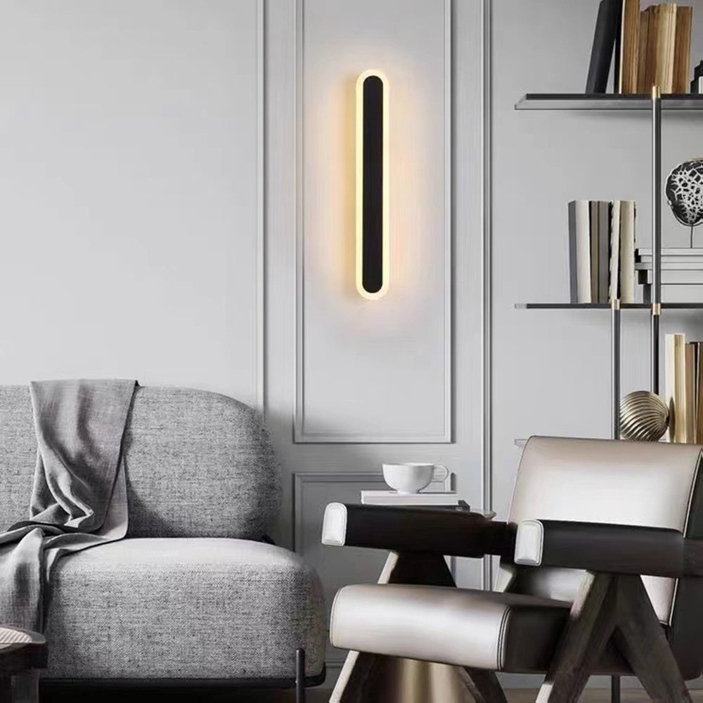 Waterproof LED Sconce Elongated Wall Mount Fixture for Exterior & Interior Spaces – Indoor Outdoor Lighting – Black Metal Acrylic Diffuser | Thomler