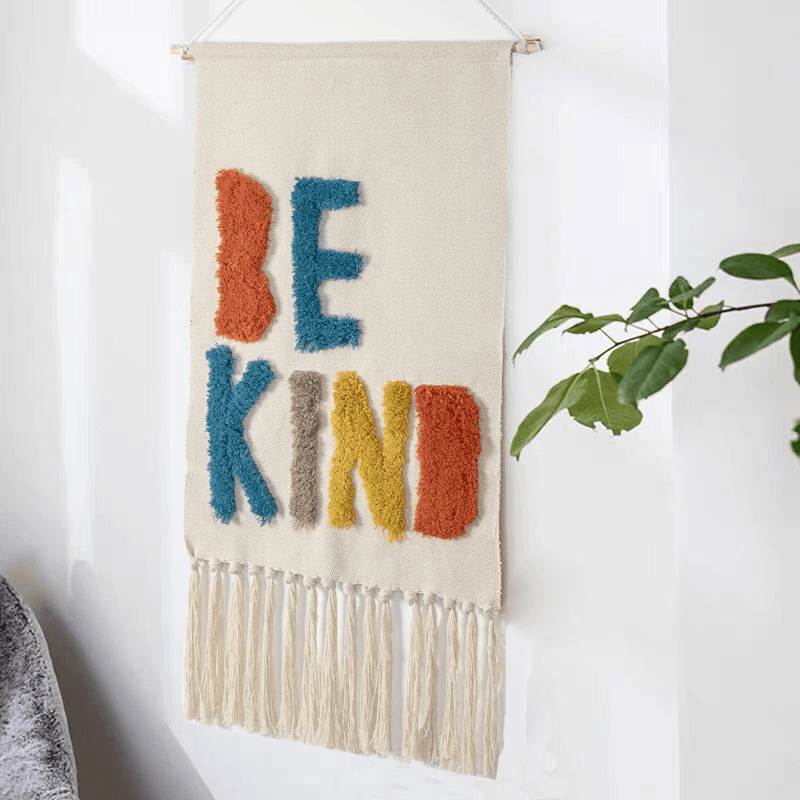 Handwoven Geometric Wall Hanging Tapestry with Tassel Fringe for Living Room, Bedroom & Boho Home Decor | Thomler