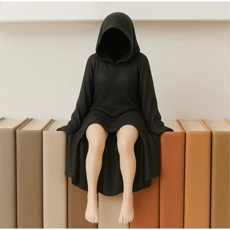 Sculpted Figure in Mask Desktop Accent – Refined Gothic Decor for Mantel, Console Table & Seasonal Displays | Thomler