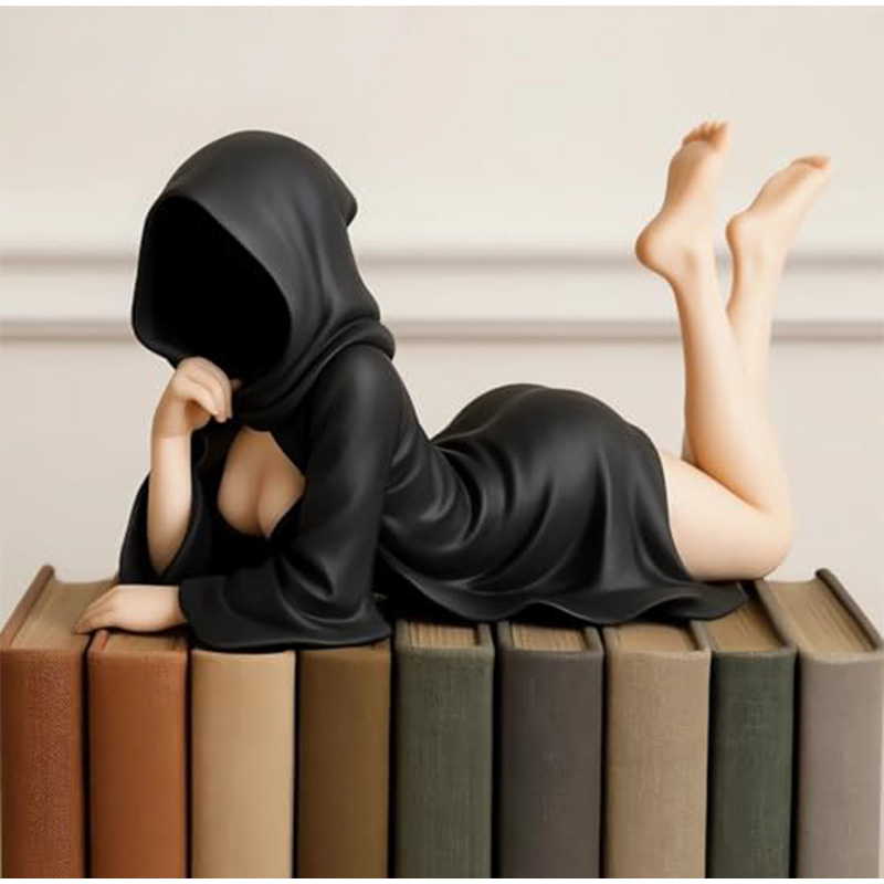 Sculpted Figure in Mask Desktop Accent – Refined Gothic Decor for Mantel, Console Table & Seasonal Displays | Thomler