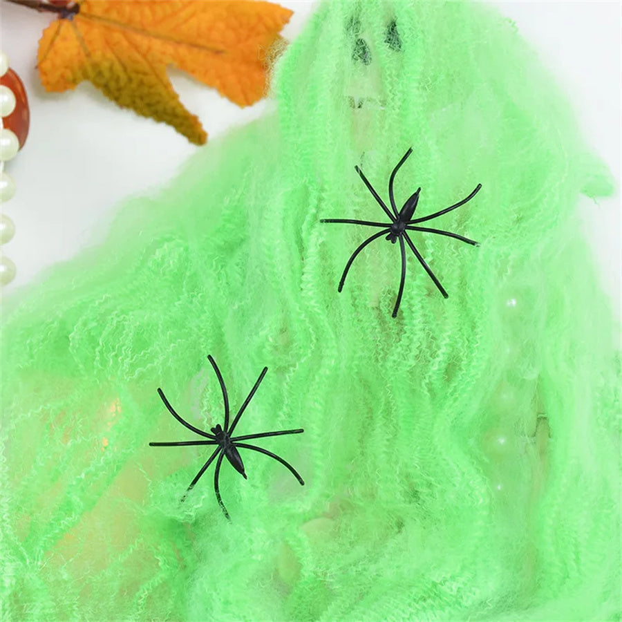 Expandable Spiderweb Decoration – Stretchable Cotton Filler for Eerie Indoor & Outdoor Halloween Setups | Thomler