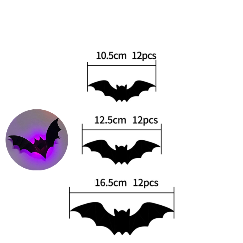 Light-Up Halloween Bat & Spider Stickers – 3D Glow Decals for Spooky Party Walls & Windows | Thomler