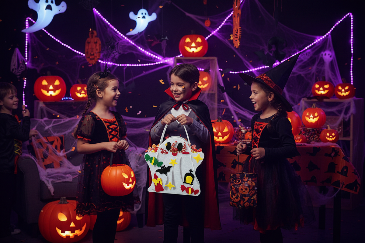 Build-Your-Own Felt Halloween Treat Carrier – Kids Craft Activity Set for Parties & Trick-or-Treating | Thomler