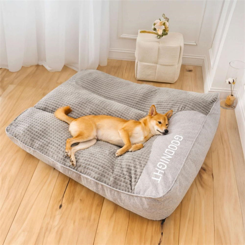 Dog Bed Crystal Velvet 80.0 cm x 64.0 cm Orthopedic Brown Indoor Sleeping Cushion Raised Rim Washable Pet Bed | Thomler
