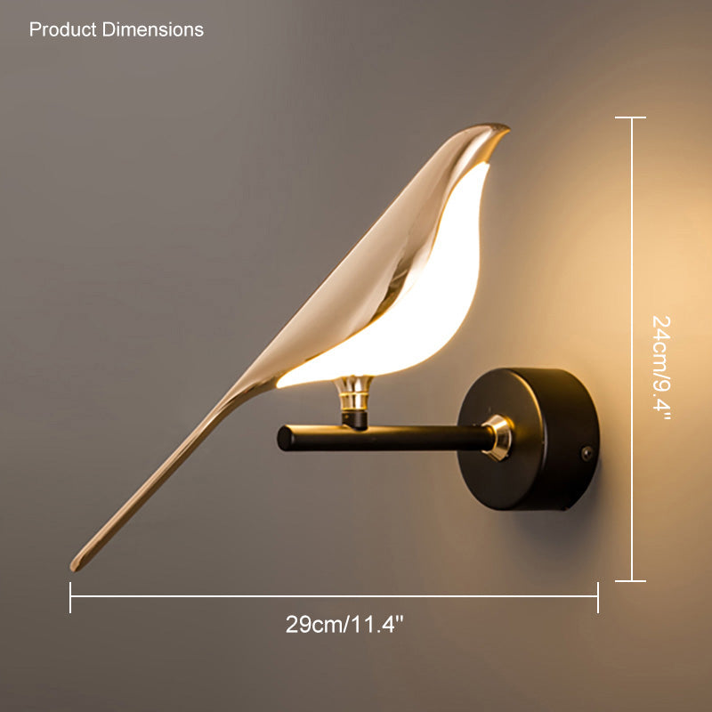Wall Lamp Metal Bird Design 28.0 cm Black Gold Bedroom Hallway Decorative LED Accent Light Artistic Indoor Sconce | Thomler