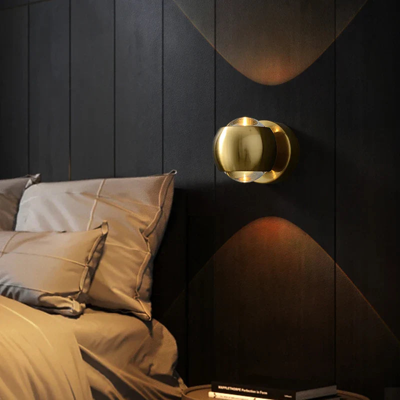 Contemporary Copper LED Wall Sconce Up Down Light for Entryway Hallway Bedroom Bathroom Gold Black Chrome | Thomler
