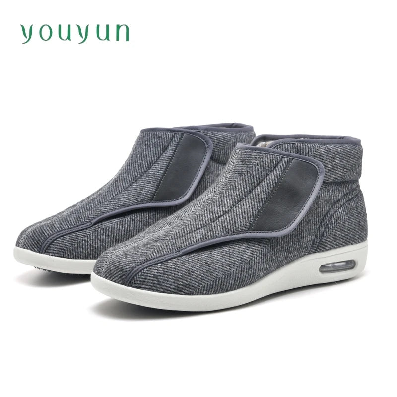 Extra Wide Adjustable Ankle Boots for Seniors – Plush Lined Non-Slip Winter Footwear for Swollen Feet & Diabetic Care | Thomler