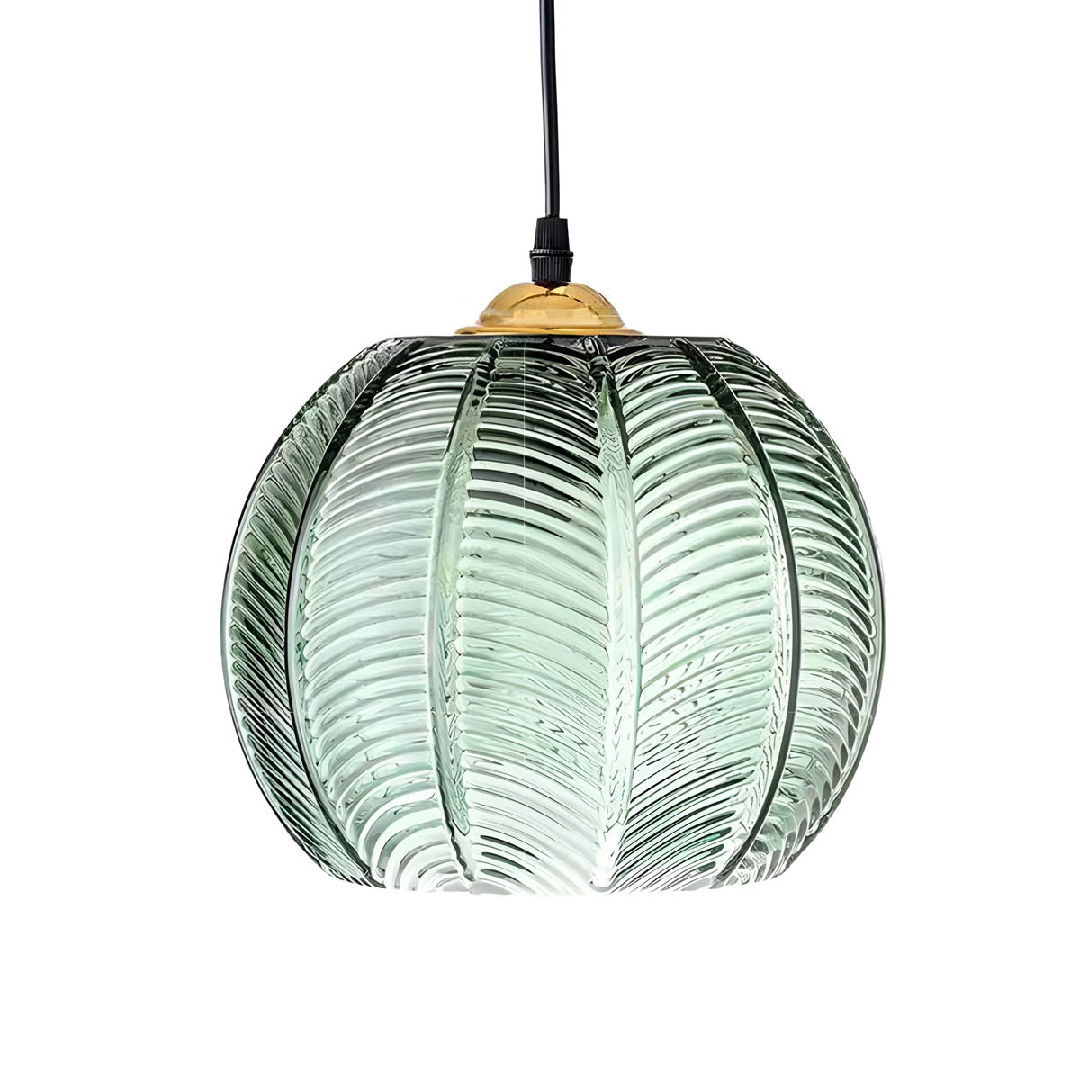Pendant Light Glass 25.0 cm Green Dining Room Kitchen Island Hanging Ceiling Lamp Ribbed Globe E27 Retro Lighting | Thomler