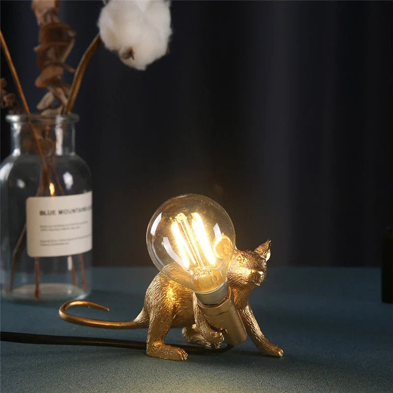Whimsical Mouse Table Lamp with LED Light – Charming Resin Animal Décor for Bedroom, Living Room & Kids Room | Thomler