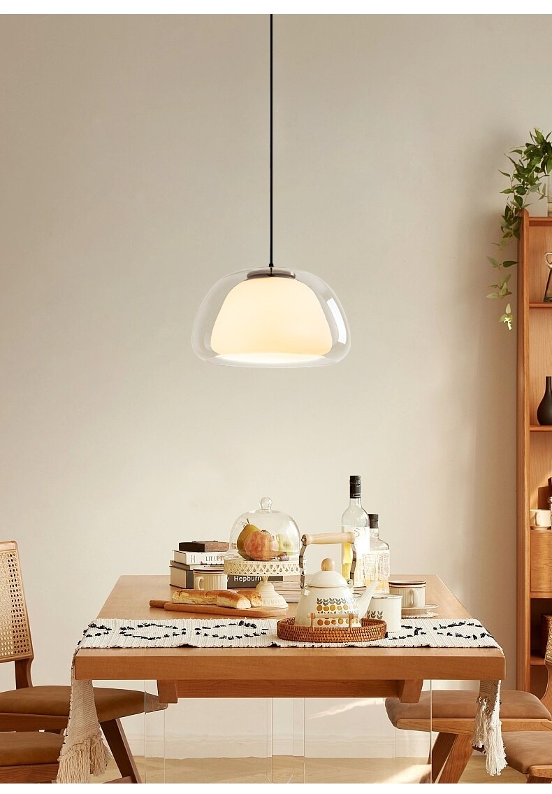 Translucent Globe Hanging Light Fixture Glass Dome Ceiling Lamp for Kitchen Island Dining Room Bedroom Modern | Thomler
