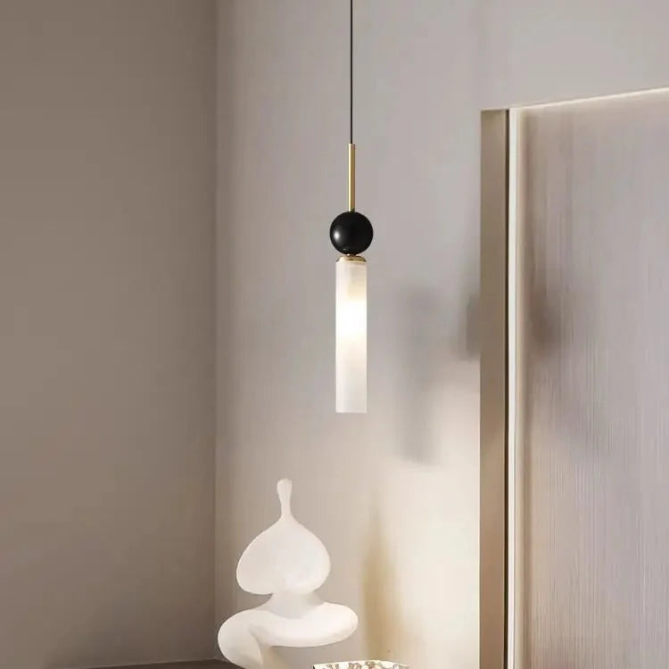 Natural Stone Column Pendant Light – LED Tubular Ceiling Fixture with Adjustable Cord for Kitchen Island & Dining Room | Thomler