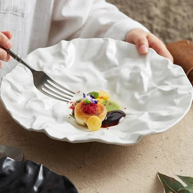 Serving Bowl Ceramic 10 in Coastal Dining Tableware Decorative Kitchen Table Centerpiece | Thomler