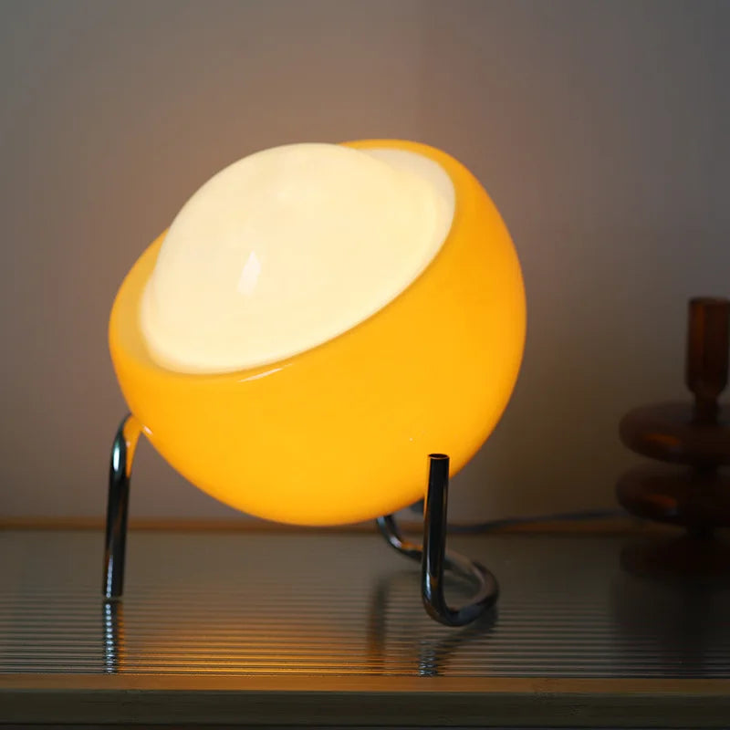 Table Lamp Glass Sphere 21.0 cm Orange Bedroom Bedside Ambient LED Lighting Retro Modern | Thomler