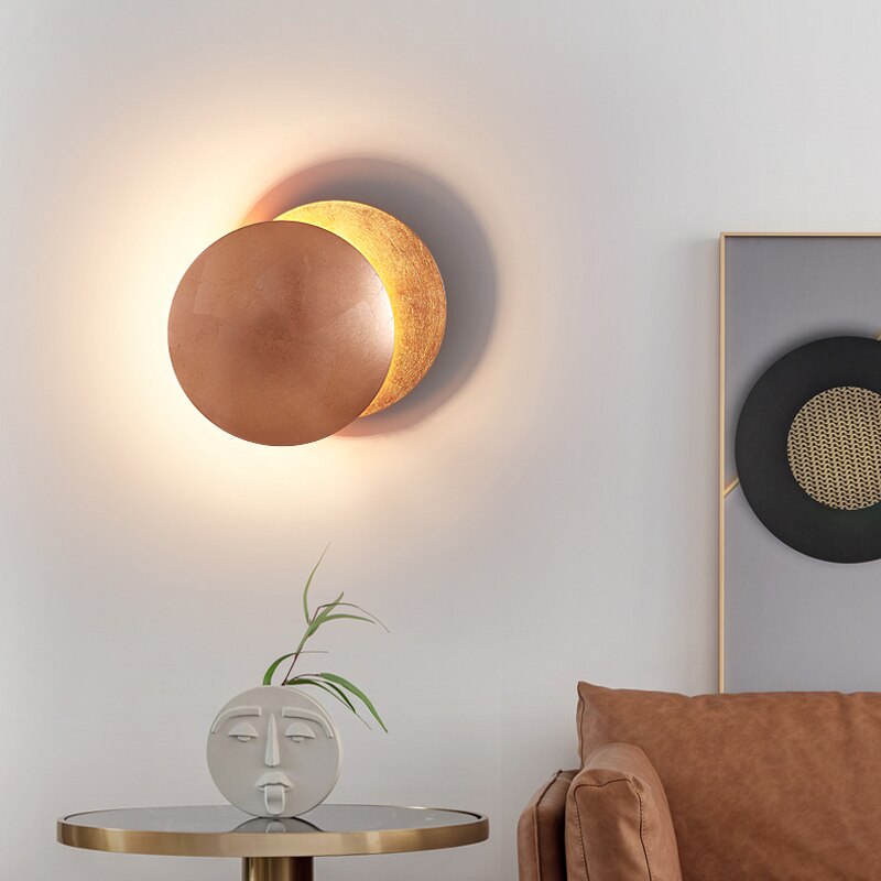 Modern Eclipse Shadow Wall Sconce LED Light White Gold Copper Black Indoor Ambient Lighting for Living Room Bedroom Hallway Reading Nook | Thomler