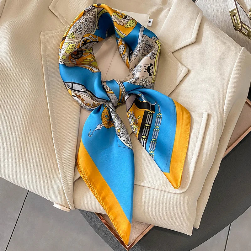 Equestrian Print Satin Square Scarf Neck Wrap Hair Accessory Head Covering 28 Inch Fashion Versatile Women's Silk-Feel Lightweight Bandana | Thomler