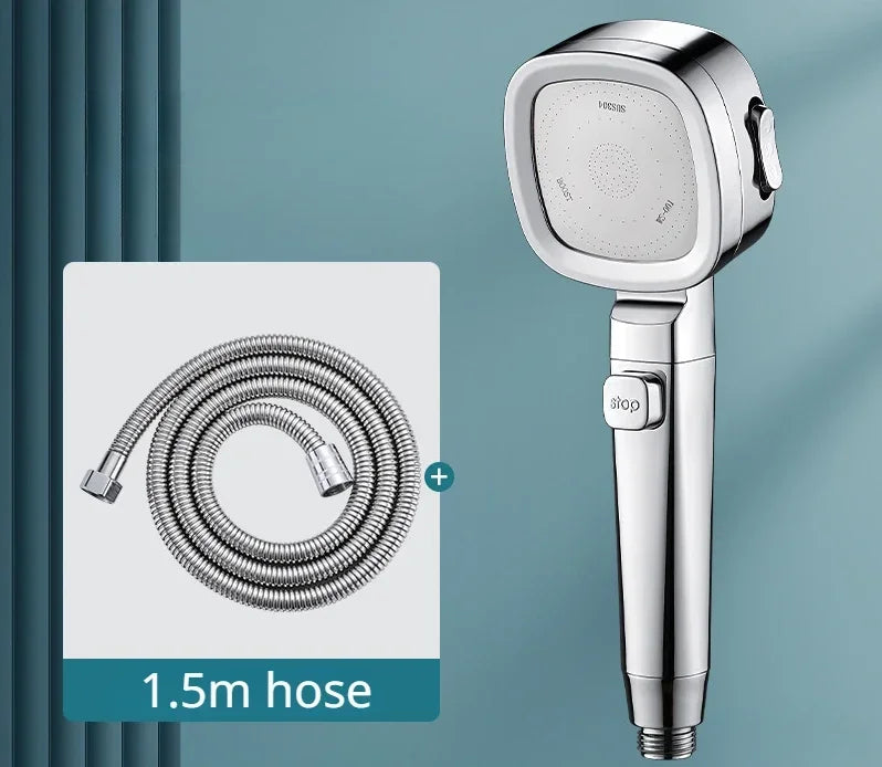 Handheld Spray Nozzle with Pause Button – 3 Spray Patterns, Universal Mount, ABS Body – For Low-Pressure Bathroom & Pet Washing | Thomler