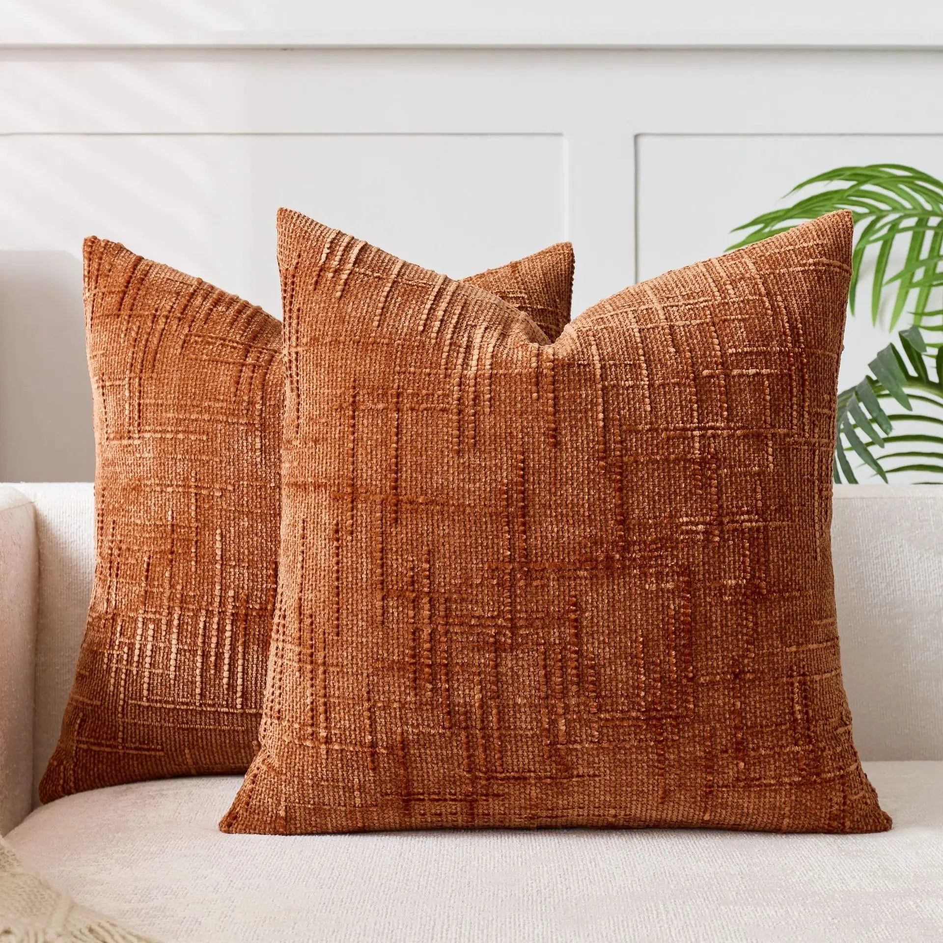 Cushion Cover Chenille 45.0 cm Decorative Sofa Bedroom Pillow Case Textured Bamboo Pattern Soft Throw Cushion | Thomler