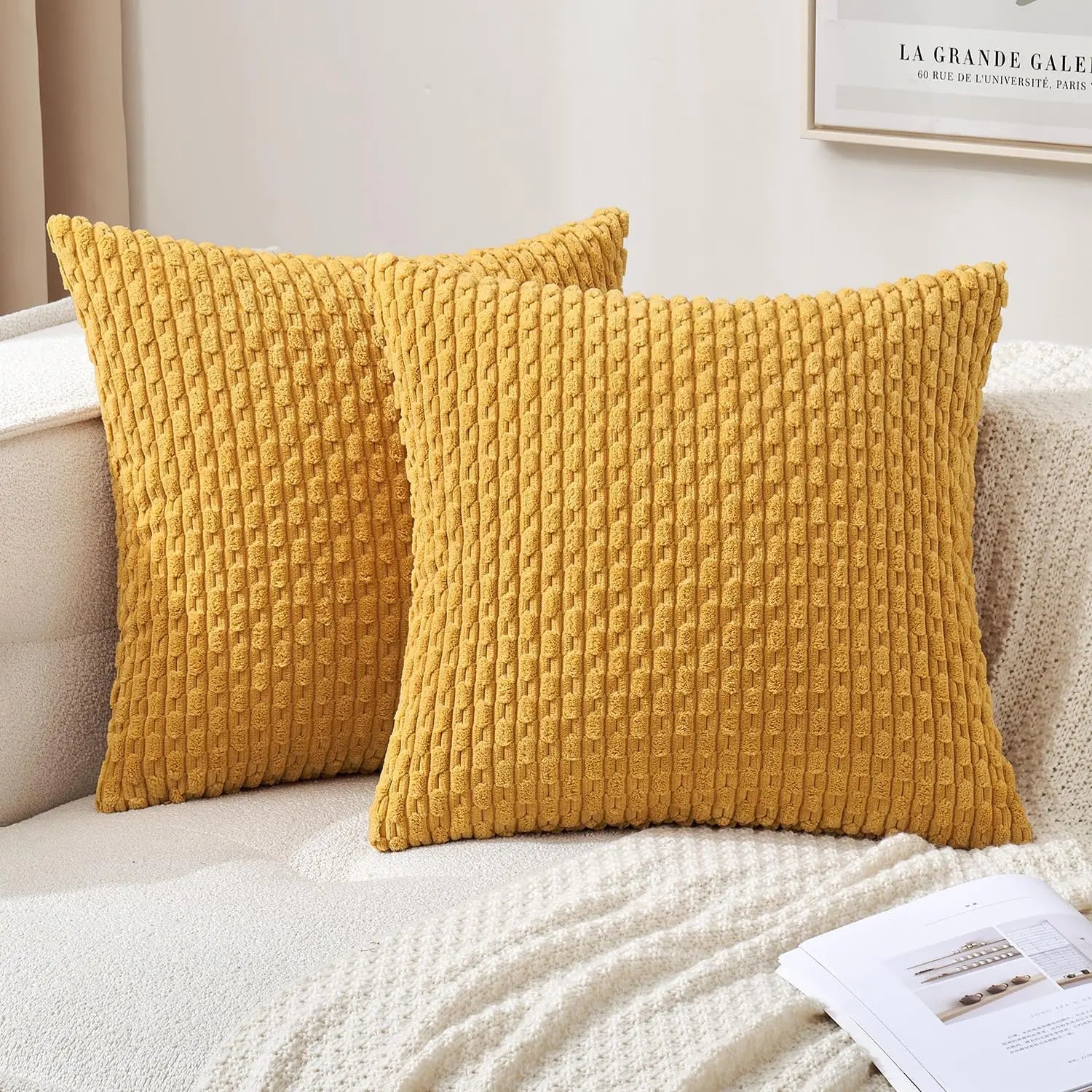 Cushion Cover Corduroy Polyester Cotton 45.0 cm x 45.0 cm Living Room Sofa Ribbed Decorative Scatter Pillow Cover | Thomler