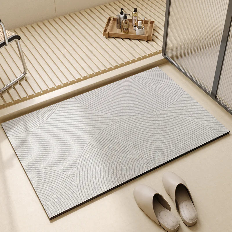 Bathroom Floor Mat Fast-Drying Non-Slip Rubber Base Soft Fleece 3mm Thin for Shower Tub Sink Beige Gray | Thomler