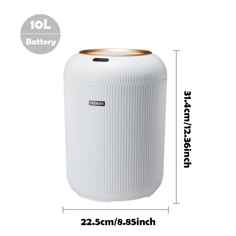 Trash Can Plastic 10.0 L Motion Sensor Wooden Legs Kitchen Bathroom Touchless Waste Bin Scandinavian Style | Thomler