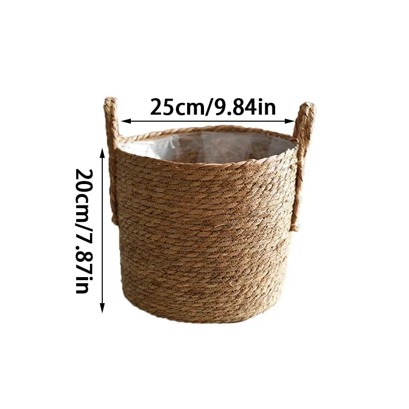 Plant Basket Seagrass Woven 35.0 cm Natural Indoor Outdoor Decorative Storage Planter Boho Scandinavian Rustic Home Decor | Thomler