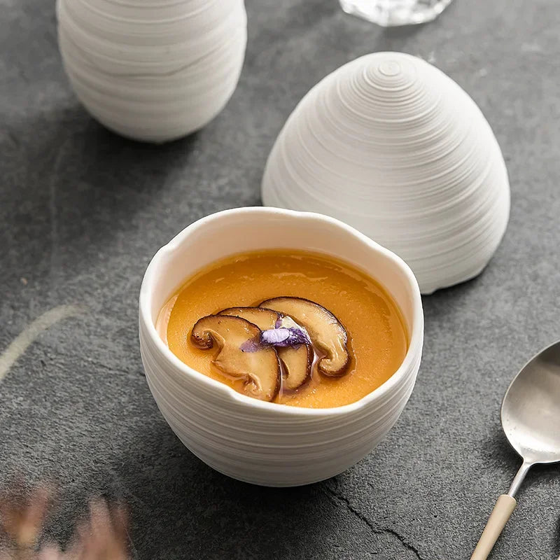 Bowl Ceramic Egg Shape Serving Dining Table Fruit Dessert Soup Minimalist Kitchen Decor Elegant Tableware | Thomler