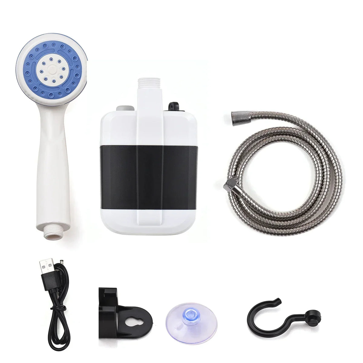 Rechargeable Handheld Camping Shower Pump with Hose – Battery-Powered Portable Shower Head for Outdoor Adventures, RV Travel & Off-Grid | Thomler