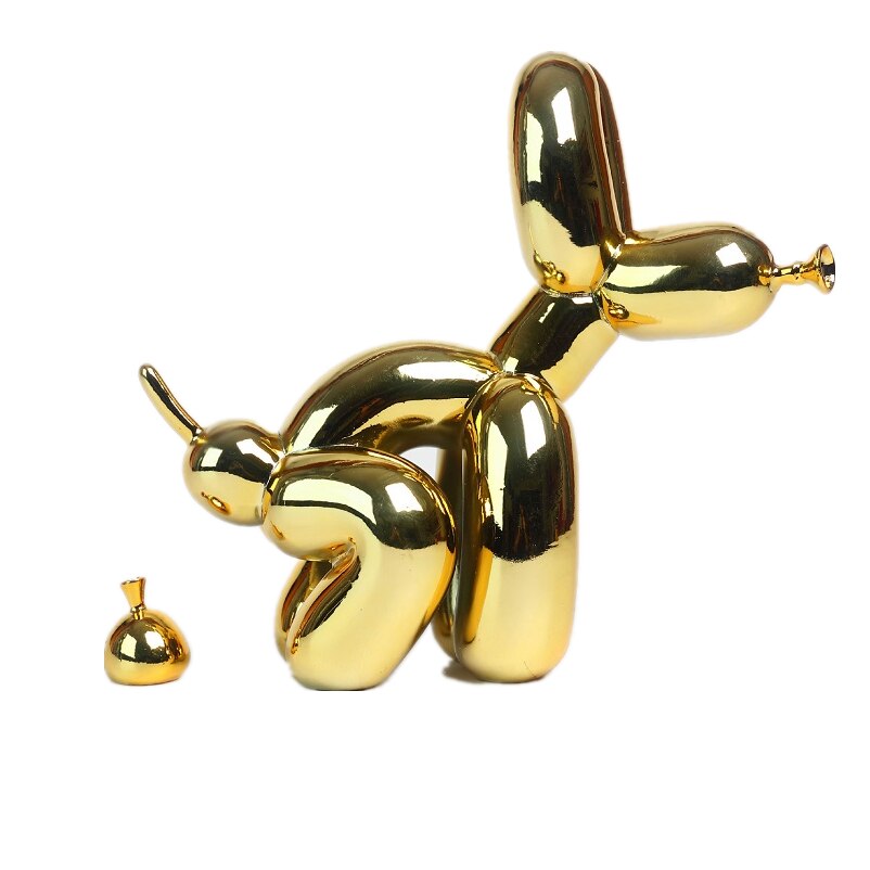 Metallic Resin Balloon Dog Sculpture for Shelf, Mantel & Tabletop Display in Modern Contemporary Living Rooms | Thomler