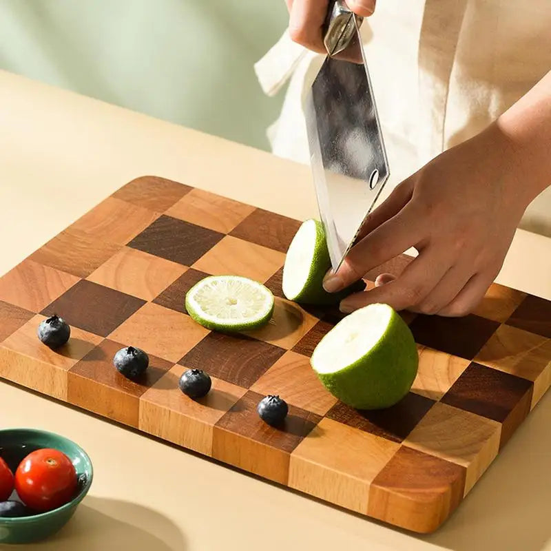 Checkerboard Beechwood Cutting Board for Everyday Kitchen Use, Thick Hardwood Chopping Block for Vegetables and Meat | Thomler