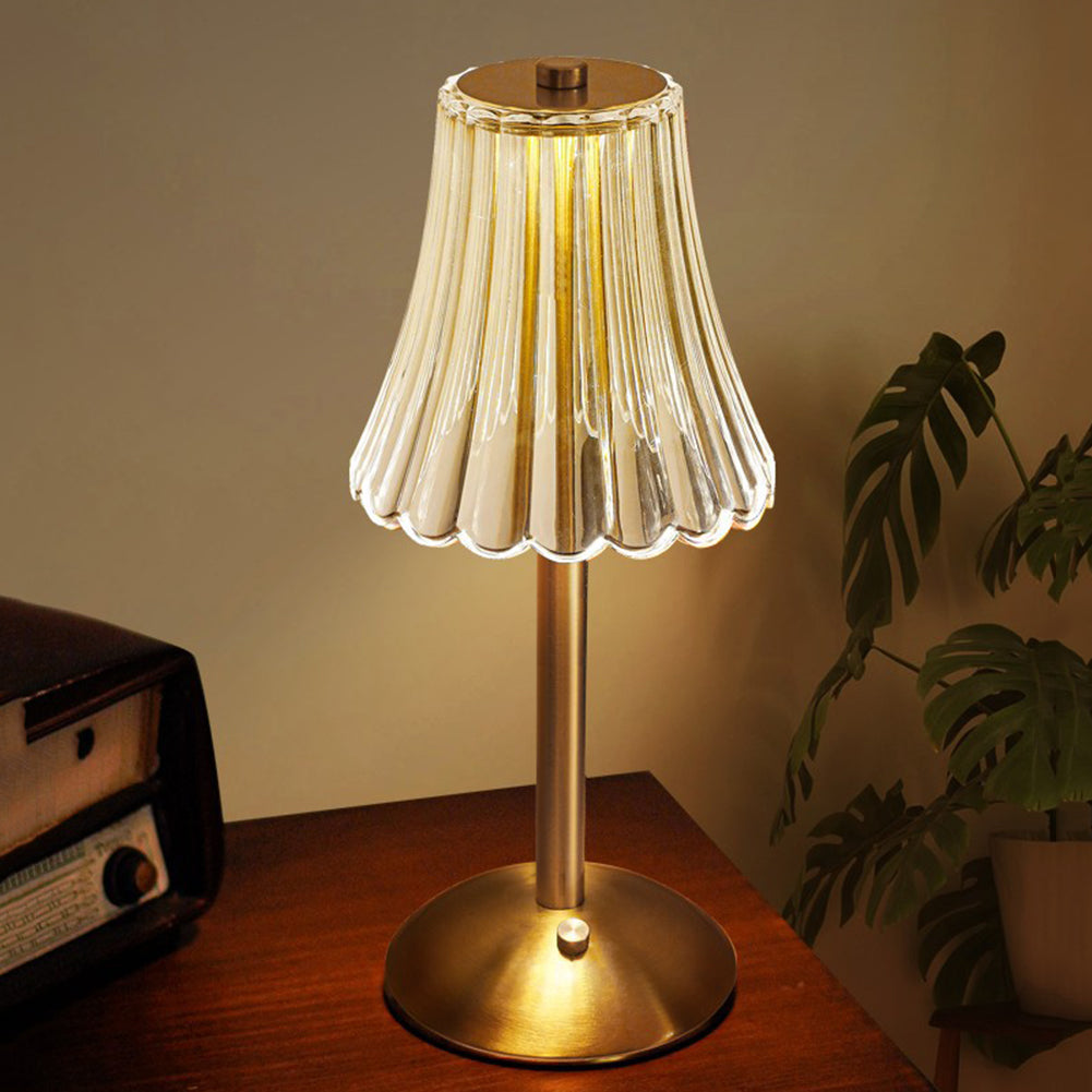 Cordless Crystal Table Lamp with Touch Dimming Control – Rechargeable LED Bedside Light with Gold Aluminum Base for Bedroom, Living Room & | Thomler